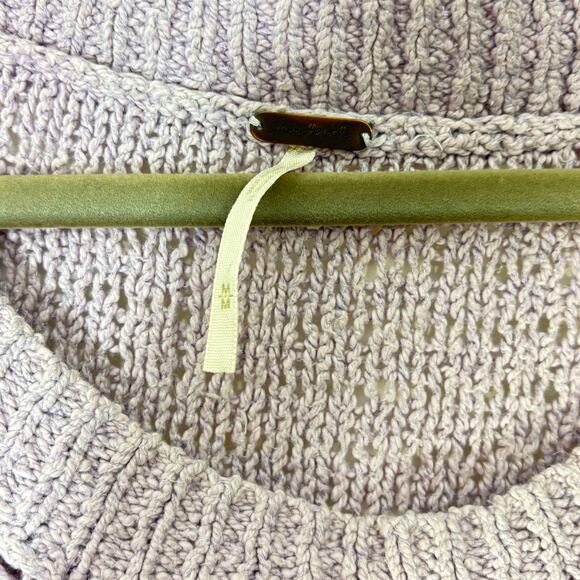 Free People Oversized Cropped Knit Sweater Purple Women’s Size M Slouchy Soft - Picture 3 of 4